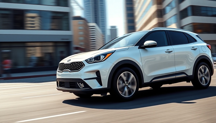 Sleek white Kia Niro driving in city, Kia Niro recall context.