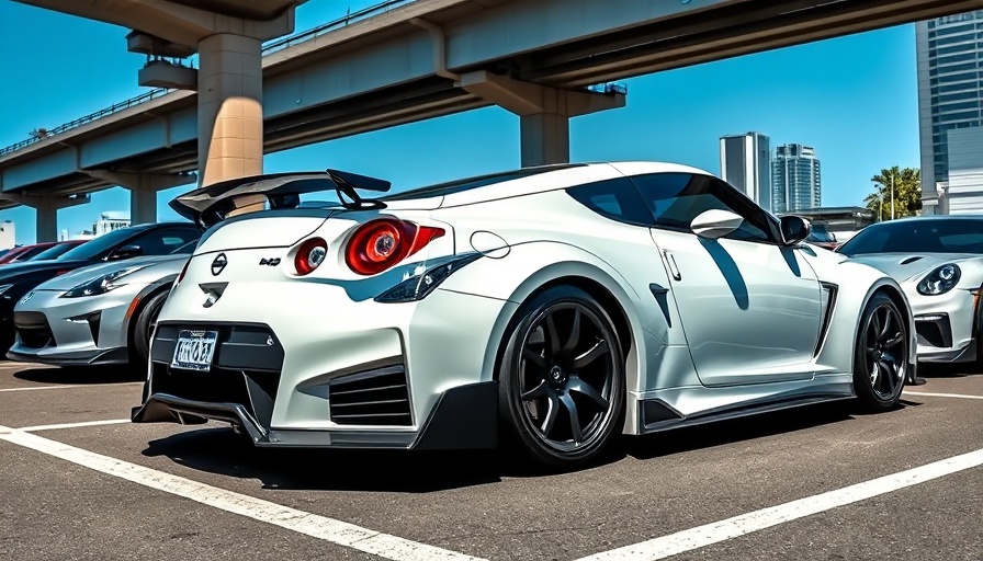 HKS Zero-R parked in urban lot under overpass, clear sky.