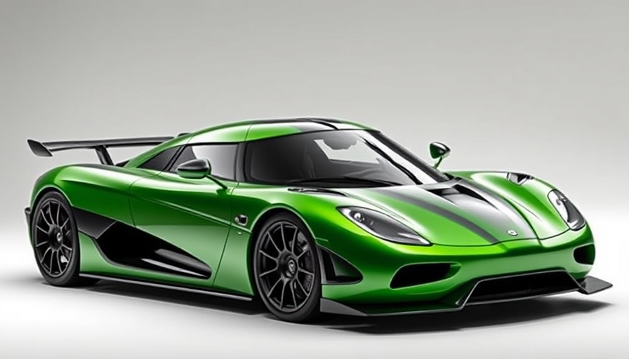 Green Koenigsegg Gemera parked on a white surface, sleek and modern.