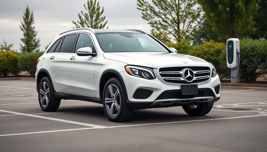 White 2025 Mercedes-Benz GLC 350e charging at a station.