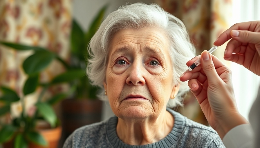 Elderly woman with concerned look getting vaccinated, vaccine hesitancy.