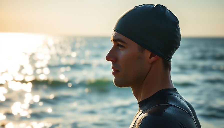 Focused athlete contemplating the ocean, symbolizing leadership in sports.