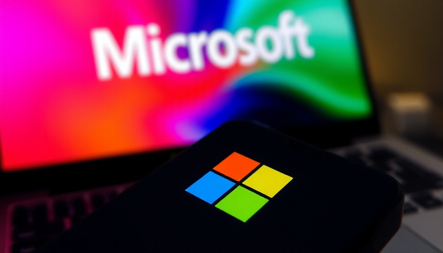 Microsoft AI logo on smartphone with laptop screen in background.