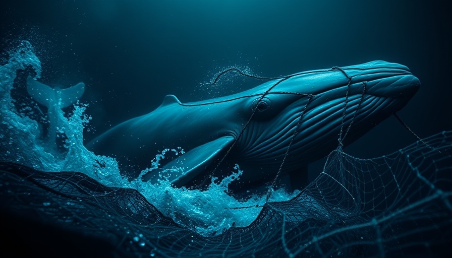 AI vulnerabilities concept with whale entangled in net.