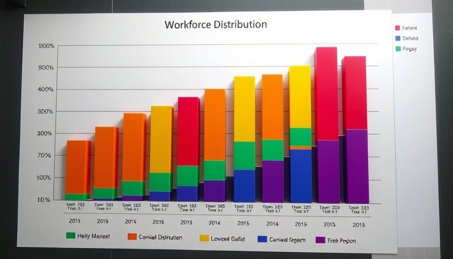 Colorful data visualization of workforce distribution by sector and country.