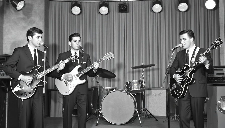 Retro band performance emphasizing AI in music history.