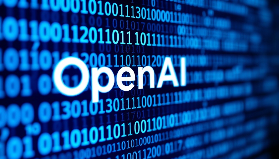 OpenAI robots theme with binary code and logo in blue.