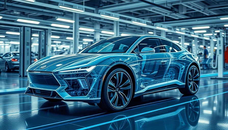 Futuristic car in advanced factory highlights automotive supply chain trust.