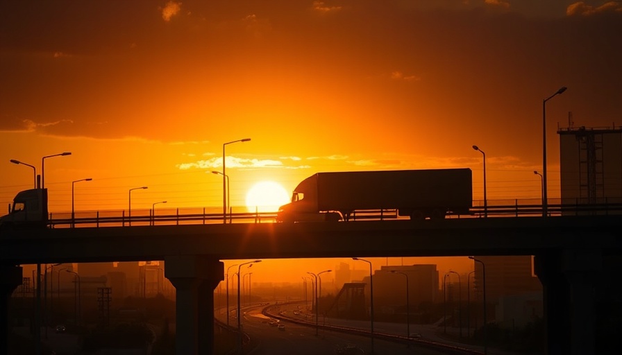 Silhouetted truck on bridge during sunset related to Trump Tariffs