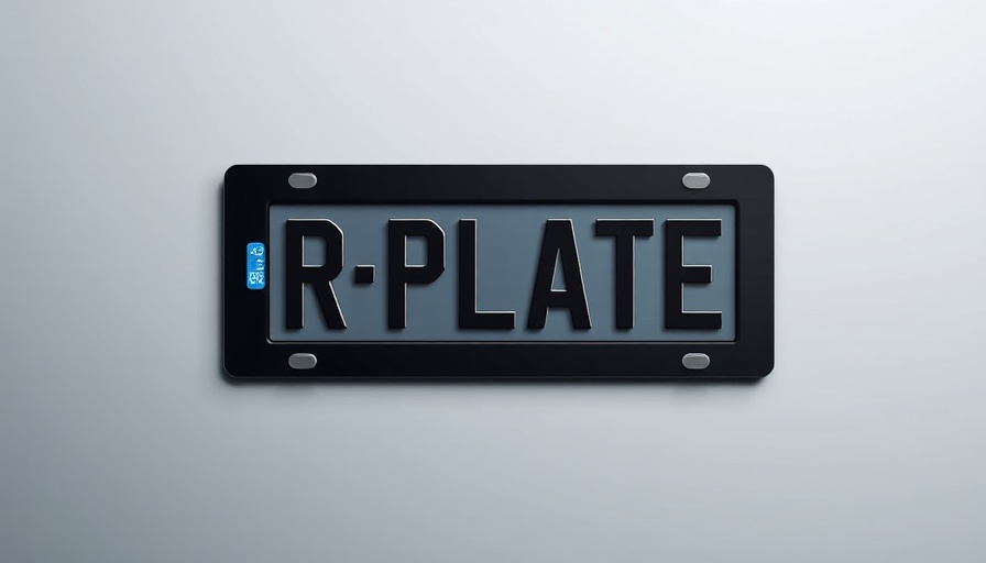 Sleek digital license plate displaying 'RPLATE', digital license plate design.