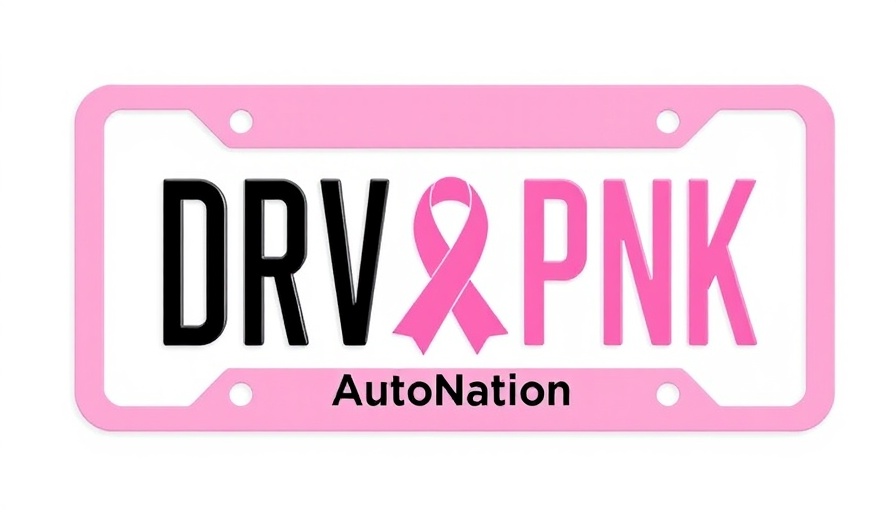 AutoNation pink license plate frame with DRV PNK text