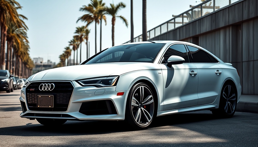 Audi naming strategy showcased with sleek white Audi in urban setting.