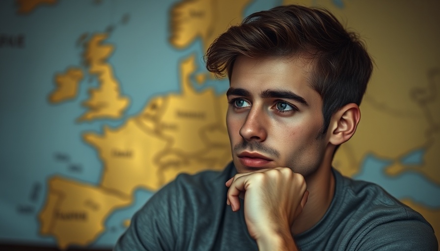 Thoughtful man with European map backdrop related to OpenEuroLLM