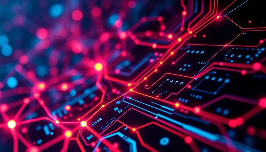 Abstract AI algorithms processing data with neon colors.