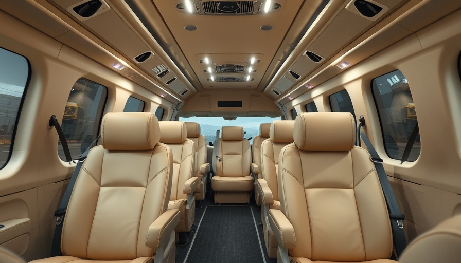Luxurious passenger van rental interior with leather seats.