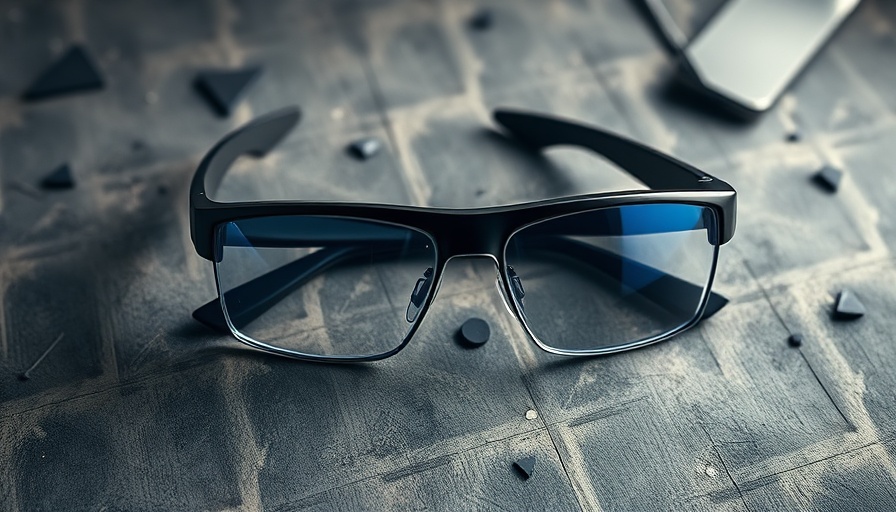 Array of futuristic smart glasses on a textured background.