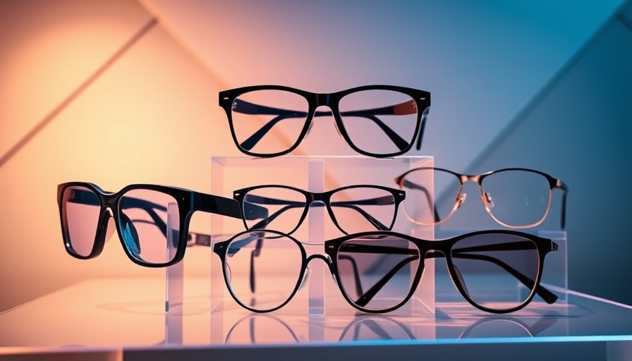 Futuristic smart glasses 2025 designs on geometric background