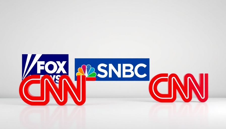 Cable news ratings for Fox News, MSNBC, and CNN logos.