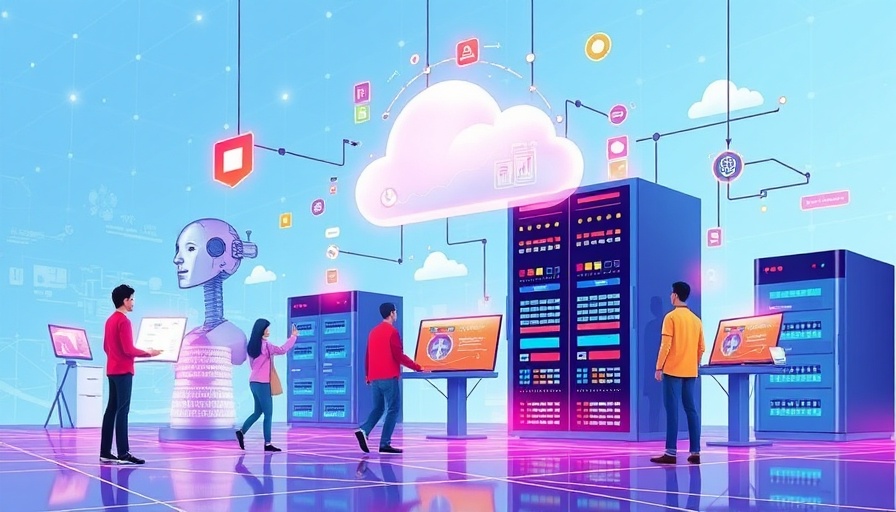 AI and Cloud Innovations digital workspace illustration.