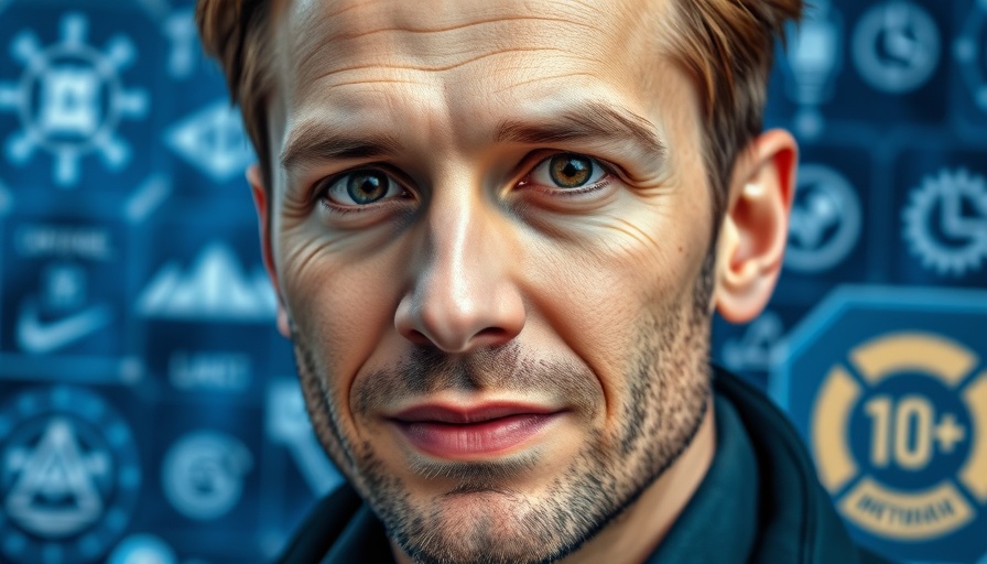 Professional portrait of a man in tech-themed graphic design focused on unstructured data.