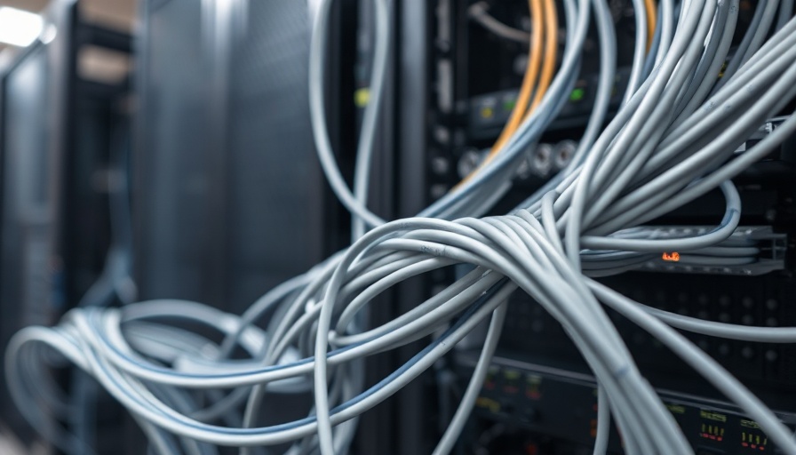 Detailed network cables in server rack for AI infrastructure management.