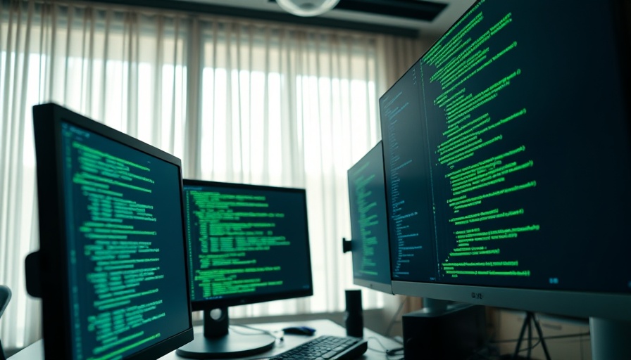 AI deployment coding on multiple screens in a modern workspace.