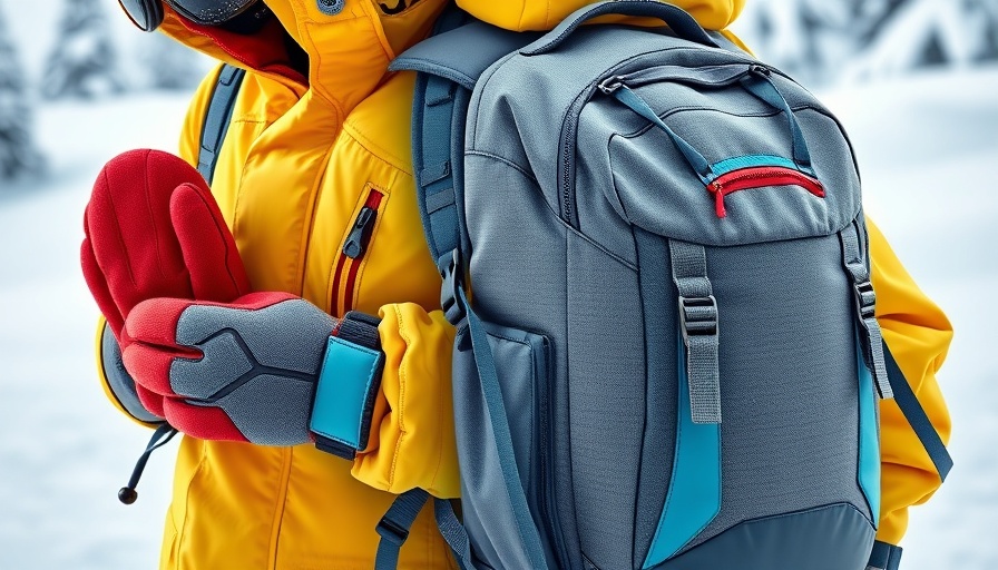 Collage showcasing ski clothing and gear against a snowy backdrop.
