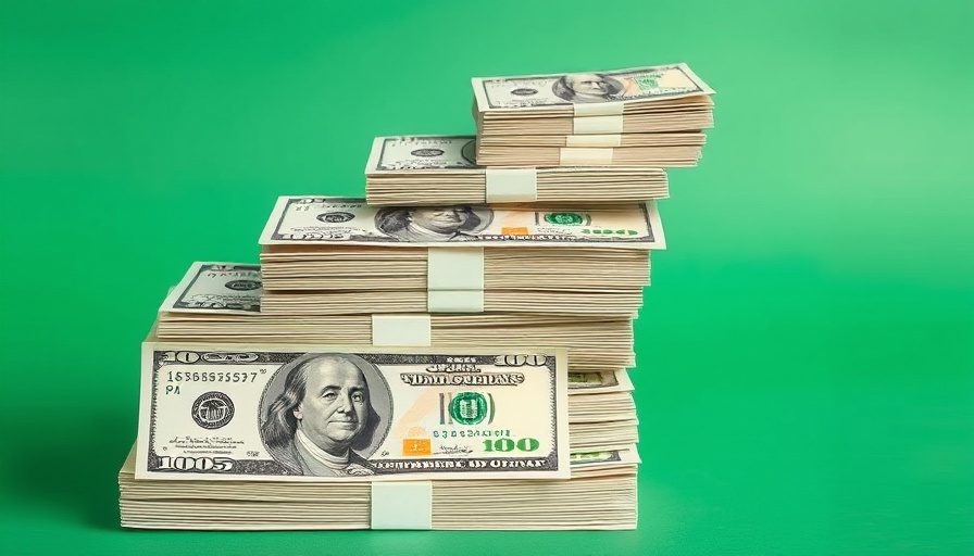 Stacks of cash symbolizing AI integration's economic growth.