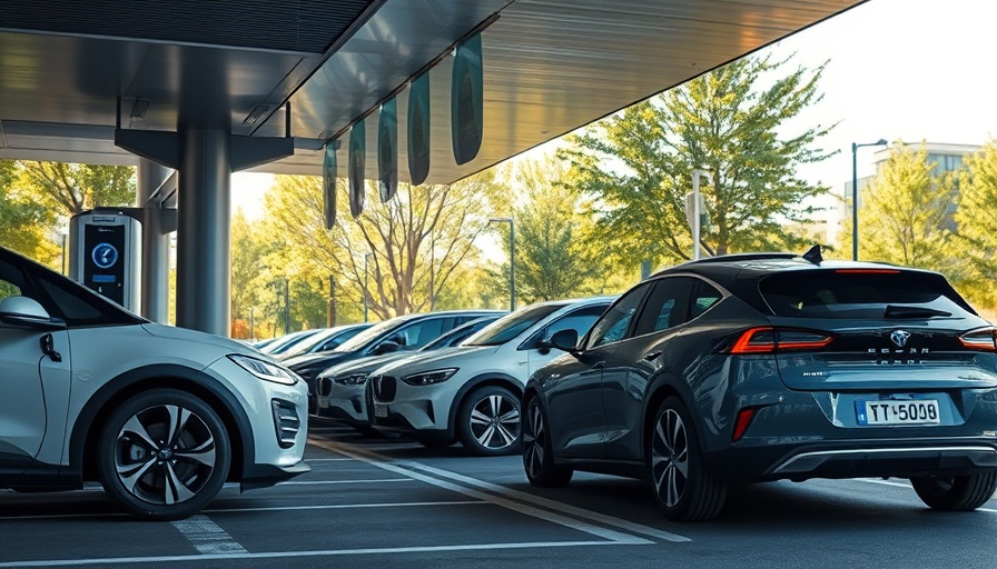 Electric vehicles parked at charging station featuring speed limiters