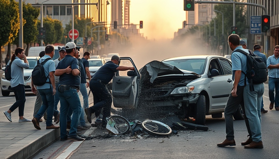 Miami Reporter captures bystanders helping at accident scene.