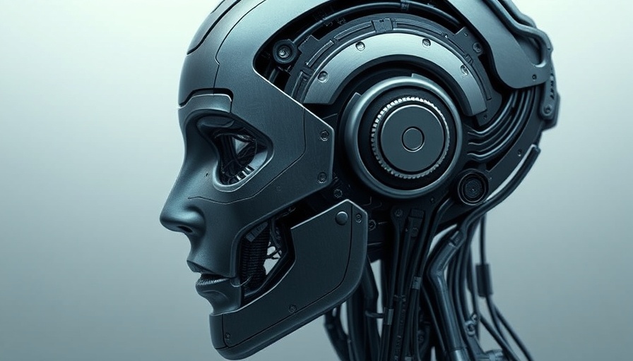 Futuristic robotic head showcasing diffusion models with circuits.