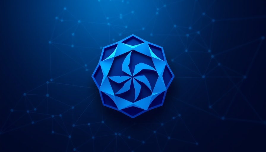 Abstract logo representing AI in mathematics on a blue background.