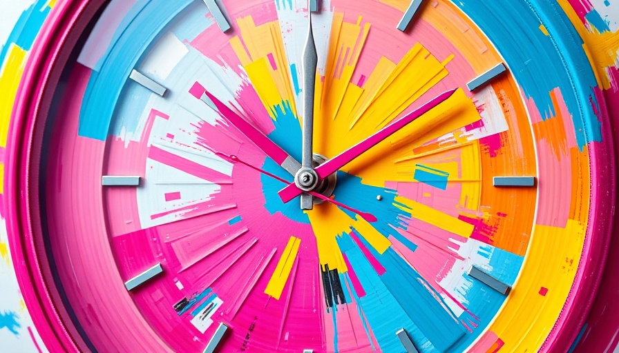 Abstract clock art with vibrant colors for time series forecasting