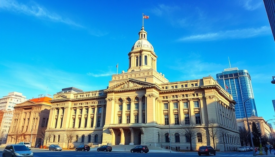 Historic government building in city with classic design, GSAi chatbot