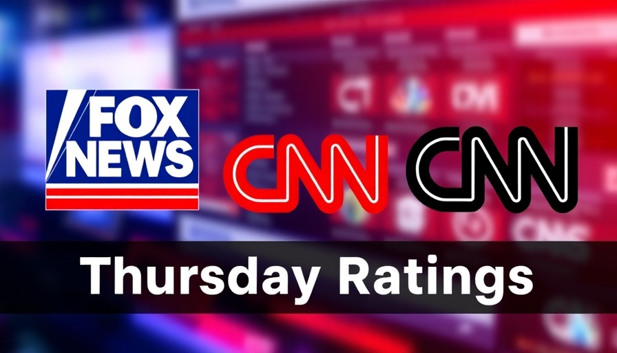 Cable news ratings logos of Fox News, MSNBC, CNN under Thursday Ratings.