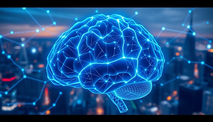 Probabilistic Artificial Intelligence concept with digital brain in futuristic cityscape.