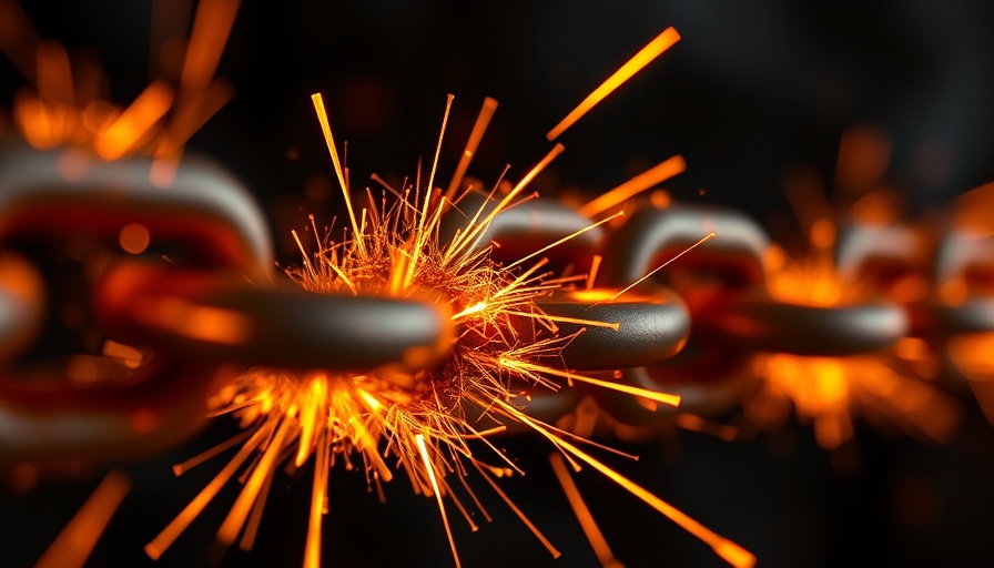 Depiction of LangChain Components with glowing metal link and sparks.