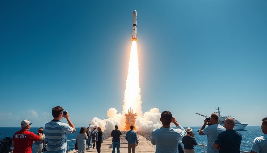 Offshore rocket launch captured by spectators at sea.