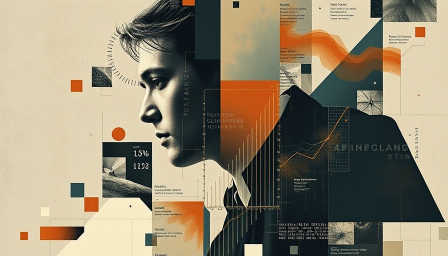 Conceptual art collage blending human figure and data, representing AI government budgets.