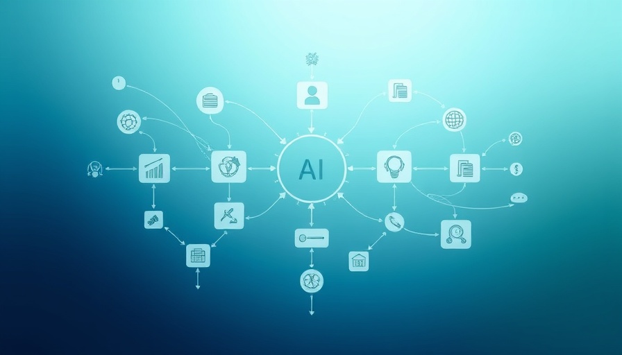 AI decision-making flowchart on gradient background.