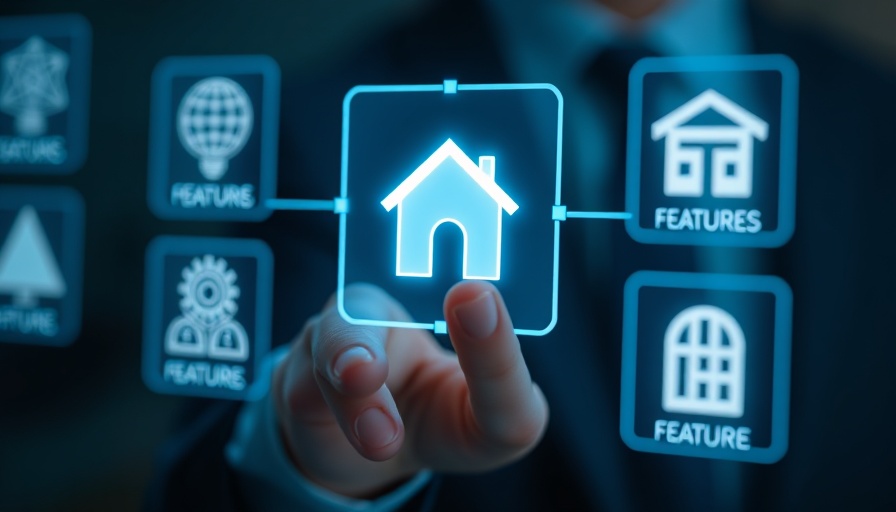Businessperson engaging with smart home virtual icons, AI Responsibility concept.