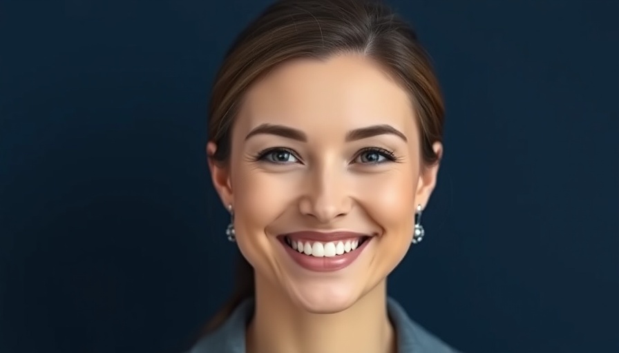 Professional woman smiling warmly, representing collaborative innovation.