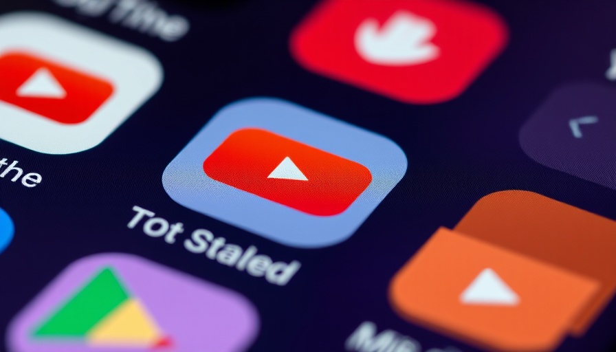 Close-up of YouTube app icon in modern digital interface with vibrant colors.