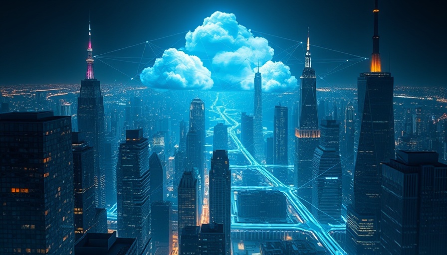 Futuristic digital cityscape illustrating enterprise AI adoption.