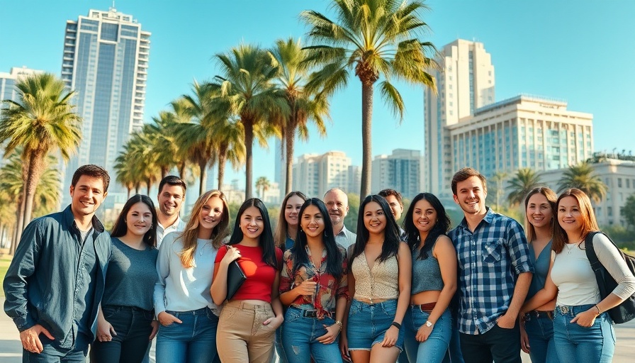 Group of people outdoors in a sunny park, omni-channel marketing platform team.