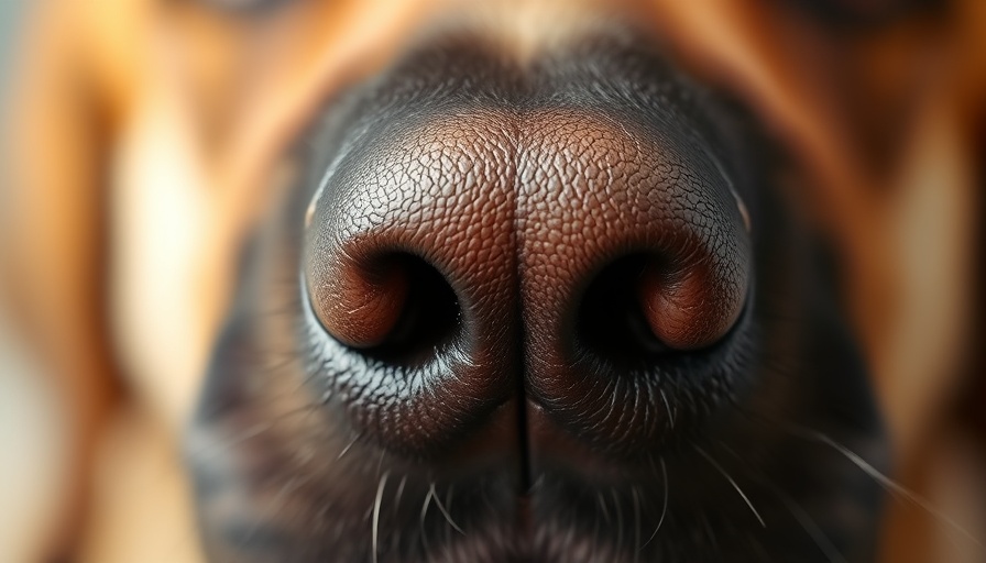 Close-up of a dog's nose with detailed texture.