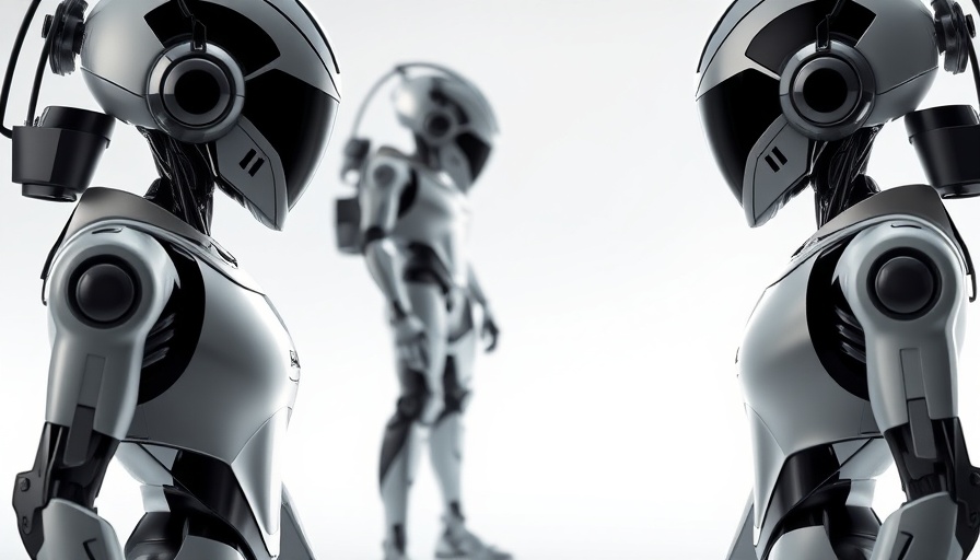 Futuristic humanoid robot HMND 01 standing in a minimalistic setting.