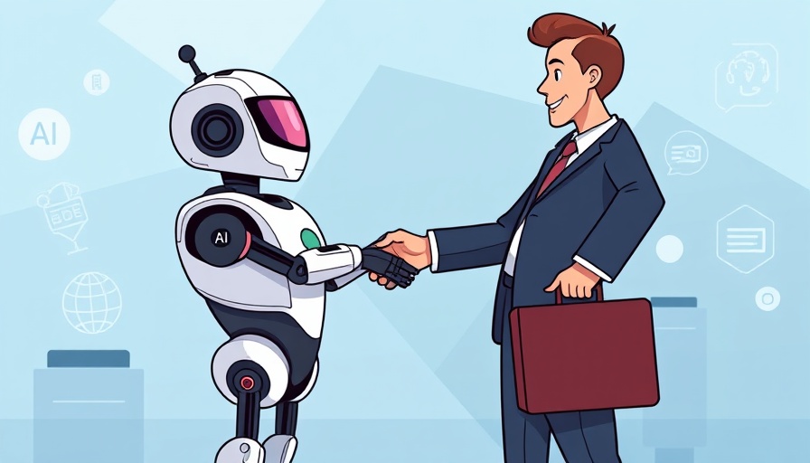Illustration of AI Startup Partnerships featuring handshake between human and robot in tech setting.