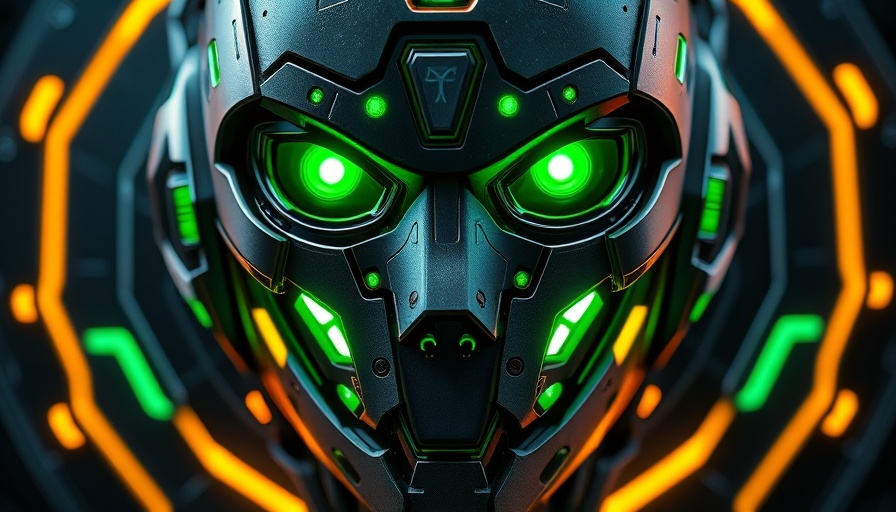 Futuristic robotic face with hexagonal background for Agentless AI in IT Monitoring.
