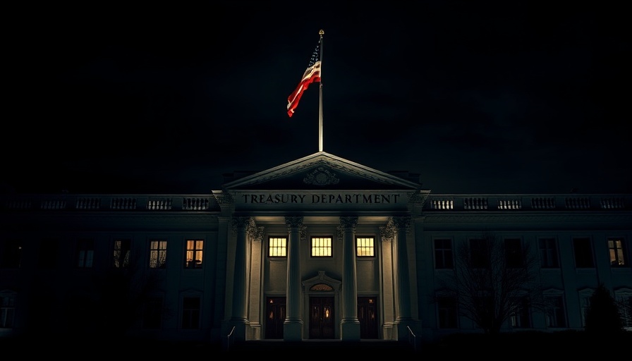 Conflict of interest in government appointments, Treasury building with flag at half-mast.